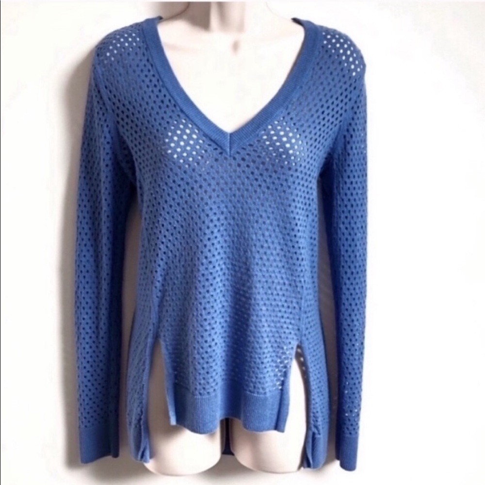 Michael Kors high low open knit swea…